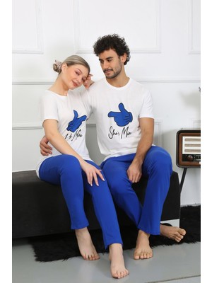 Moda Çizgi Kadın Pamuk Penye Sevgili Kombini Pijama Takımı Beyaz 50129 Tek Takım Fiyatıdır