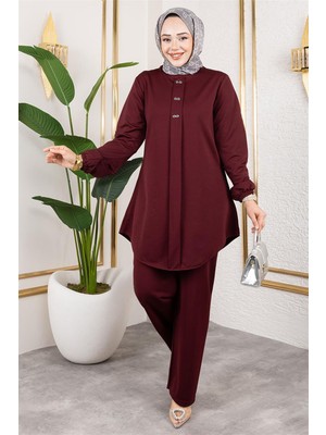 Lizay Önden Patlı Krep Takım Bordo - Bordo - 44