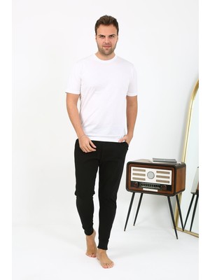 Moda Çizgi Erkek Pamuk Tek Alt Pijama Siyah 27551