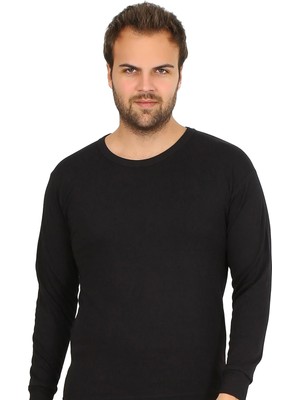 Moda Çizgi Erkek Termal Üst Kışlık Içlik Siyah 6869