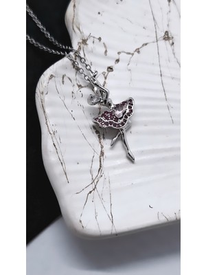 Serenity Renkli Taşlı Dans Eden Balerin Çelik Kolye