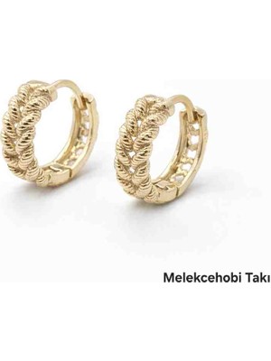 Xuping Jewelry 14 Ayar Altın Kaplama Örgü Desenli Halka Küpe