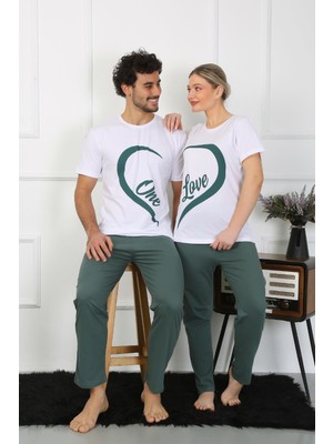 Moda Çizgi Kadın Pamuk Penye Sevgili Kombini Pijama Takımı Beyaz 50127 Tek Takım Fiyatıdır