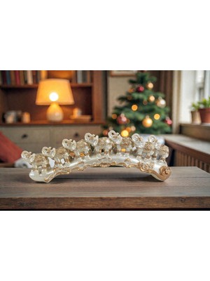 Elifeshop Lüks Aynalı Motifli Feng Shui 7’li Şans Bereket Fil Biblo Seti 26 cm Ofis Dekoru Yeni Yıl Hediyesi 2