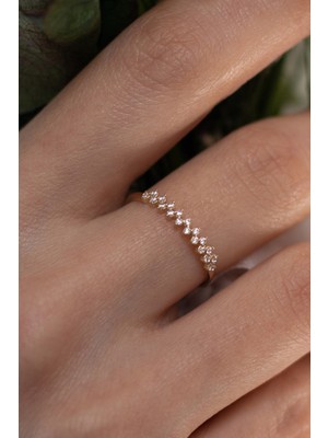 Oroline Kuyumculuk 14 Ayar Zigzag Desenli Kadın Şık Altın Yüzük