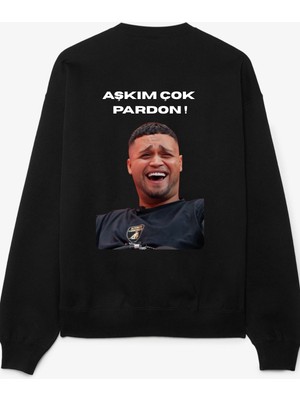 Dragon Store %100 Pamuk Lvbel C5 Baskılı Aşkım Çok Pardon Siyah Sweatshirt