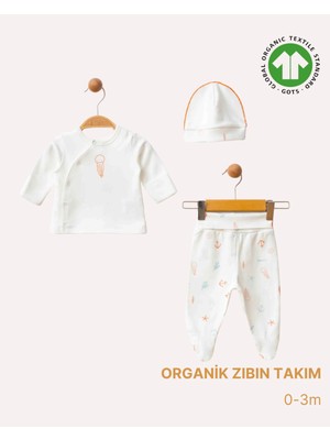 Reva Baby Baskılı Organik Eldivenli& Patikli Zıbın Takımı