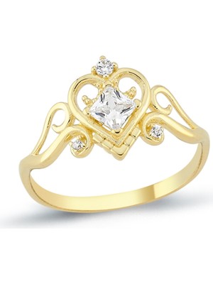 Oroline Kuyumculuk 8 Ayar Altın Kalp Taç Yüzük
