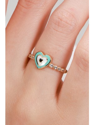 Oroline Kuyumculuk 14 Ayar Mineli Kalp Desenli Altın Kadın Yüzük