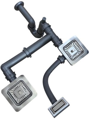 Tekdekor Yapı Kare Süzgeçli 1,5 Göz Evye Sifon Takımı