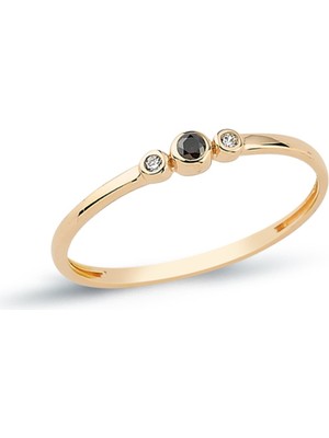 Oroline Kuyumculuk 14 Ayar Altın Zarif Üç Taşlı Yüzük