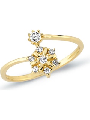 Oroline Kuyumculuk 14 Ayar Trend Taşlı Kadın Altın Yüzük