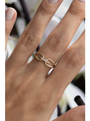 Oroline Kuyumculuk 8 Ayar Burgu Desenli Minimal Altın Kadın Yüzük