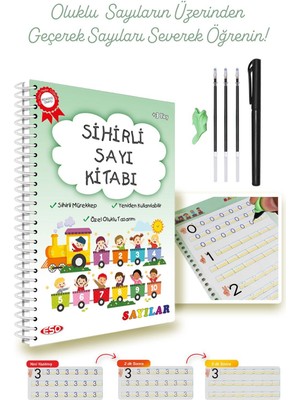 Esokal Sihirli Sayı Alıştırma Kitabı - Oluklu Sihirli Kalemli Eğitici Aktivite Kitabı (3-7 Yaş)