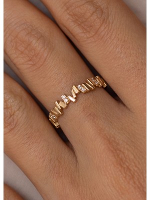 Oroline Kuyumculuk 8 Ayar Zigzag Desenli Kadın Şık Eklem Altın Yüzük