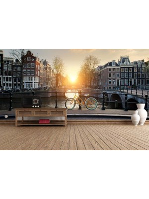 Grown Amsterdam Kanalı Şehir Manzarası Duvar Kağıdı