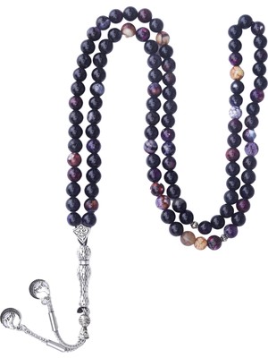 Bütüncül Şifa Mor Akik Doğal Taş 99'lu Tesbih