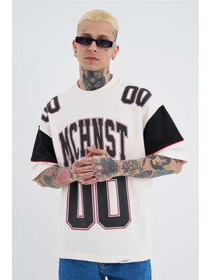 Machinist Erkek Mchnst 00 Oversize Tişört Optik Beyaz