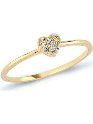 Oroline Kuyumculuk 8 Ayar Kalp Desenli Kadın Eklem Yüzük