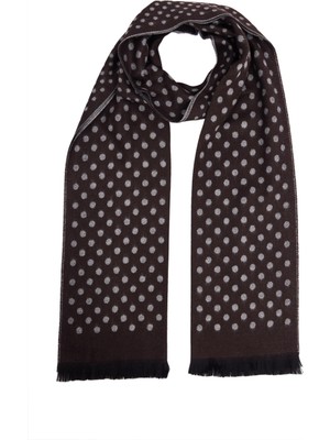 Tudors Erkek Kışlık Atkı Kahverengi Standart Beden Desenli Şık Tasarım