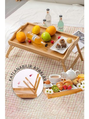 Storemax Life Katlanır Ayaklı Portatif Bambu Yatak Koltuk Piknik Keyif Tepsisi MIT1142