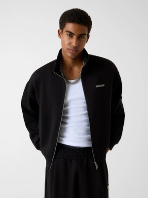 Guess Gj Scuba Tam Fermuarlı Dik Yaka Erkek Siyah Sweatshirt M6RQ28KD122-JBLK