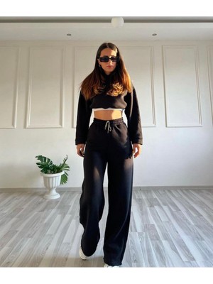 QN Kadın Palazzo Eşofman Alt Siyah