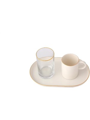 Storemax Altın Yaldız Tek Kişilik Kahve&ikram Takımı 3 Parça