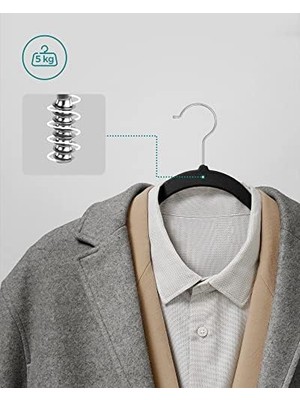 Storemax Kadife Elbise Askısı, 30'lu Set, Askı, Ceket Askısı, 41,5 cm Genişliğinde, Elbise Askısı, Ince, Dayanıklı, 360° Dönebilen Kanca, Manto, Gömlek ve Takım Elbiseler Için, Siyah CRF26BK