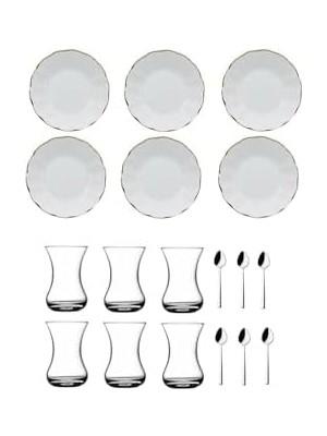 Storemax 18 Parça Beyaz Altın Yaldızlı Acem Çay Bardağı Çay Takımı Seti 86985638ERGENCLER