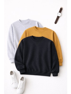 Polo State Erkek Uzun Kollu Basic Oversize 3 Lü Sweatshirt