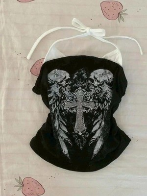 İsra Ayyıldız Moonstar Collection Y2K Ek Askılı Iskelet Gotik Fairycore Bluz