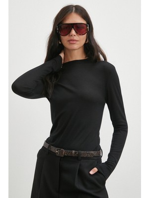 Never More Bisiklet Yaka Uzun  Kol Bluz Siyah