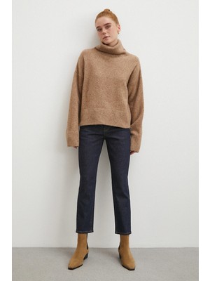 Never More Yüksek Bel Dar Paça Jean Lacivert