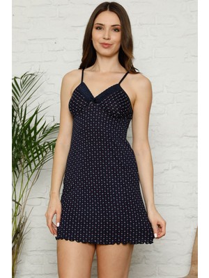 Moda Çizgi Ip Askılı Penye Gecelik 391