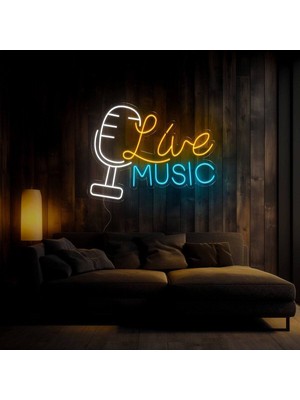 Live Musıc Yazılı ve Şekilli Neon Tabela