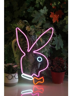 Neon Tabela Neon Dekoratif Duvar Aydınlatması Tavşan
