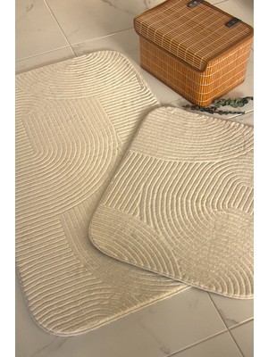 Dede Ev Tekstil Kaydırmaz Taban Banyo Paspası & Klozet Takımı 2li Takım 60 × 100 cm 50 × 60 cm
