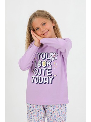 Vitmo Kız Çocuk Uzun Kollu %100 Pamuk Pijama Takımı Look Cute