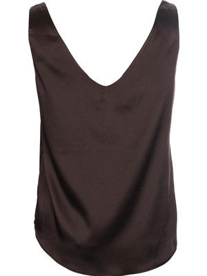 Ysatis V Yaka Kolsuz Minimalist Saten Bluz - Günlük & Şık