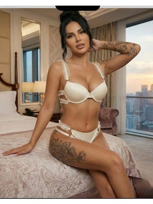 Dominant Tül Fırfır Detaylı Kadın Sütyen Takım – Sexy İç Giyim / Özel Gün / Büyük Beden Seçenekler