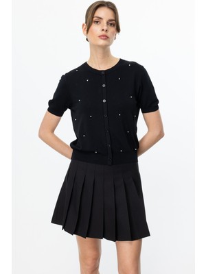 On Minimalist Inci Detaylı Kısa Kol Kadın Bluz - Günlük & Özel Gün