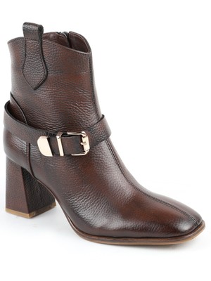 Libero %100 Hakiki Deri Sıcak Astar Küt Burunlu Western Kadın Bot L031.26102854-25K