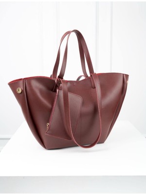 Özüm Takı Çanta Kadın Büyük Boy Kol ve Omuz Çanta Bordo