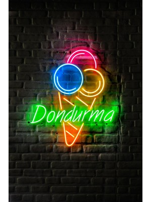Dondurma Yazılı Neon LED Duvar Yazısı Dekoratif Işıklı Gece Lambası Duvar Süsü Tabela