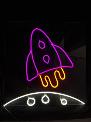 Roket Ay Neon LED Tabela