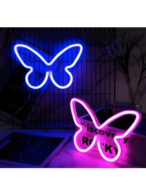 Kelebek Neon Duvar Süsü Gece Lambası Neon Tabela