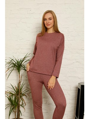 Moda Çizgi Kadın Pamuk Eşofman Takım 9035