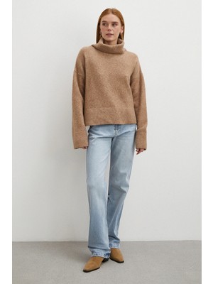 Never More Yüksek Bel Straight Fit Jean Buz Mavisi