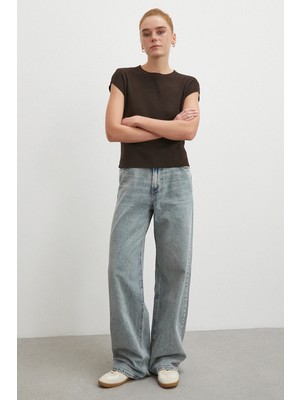 Never More Yüksek Bel Relaxed Fit Jean Mavi